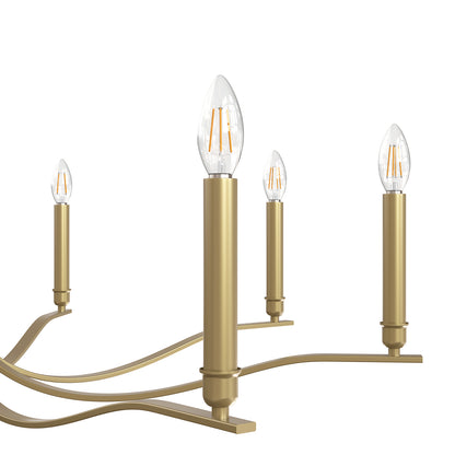YANSUN 43.7 in. 8-Light Gold Candle Chandelier with Chain Hanging Traditional Metal E12 Candle Style Hanging Ceiling Light