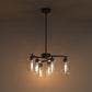 YANSUN 6-Light Modern Chandelier with Curved Arms and Glass Shades Matte Black E26 Bulb Not Included