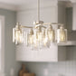 YANSUN 9-Light Sand Nickel Metal Frame Branch Chandelier with Clear Glass Shades, E26 Base, Traditional Ceiling Hanging Fixture