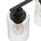 YANSUN 3-Light Vanity Mirror Light with Cylinder Glass Shades, Matte Black Finish, Clear Glass Design, E26 Sockets
