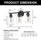 YANSUN 3-Light Vanity Mirror Light with Cylinder Glass Shades, Matte Black Finish, Clear Glass Design, E26 Sockets