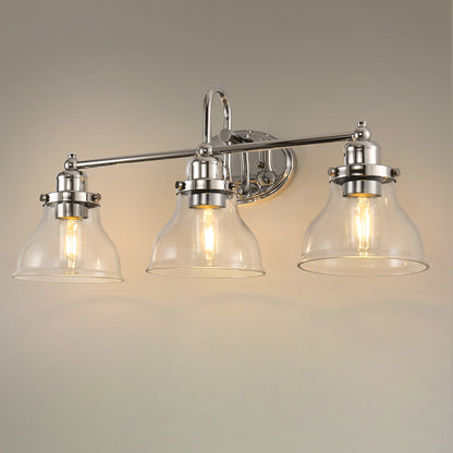 YANSUN 24.3 in. 3-Light Chrome Metal Vanity Wall Light with Curved Fishing Rod Design