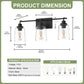 YANSUN 23.3 in. 3-Light Black Metal Vanity Wall Light with Curved Clear Glass Cylinder Shades, Traditional Bathroom Fixture