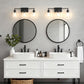 YANSUN 23.3 in. 3-Light Black Metal Vanity Wall Light with Curved Clear Glass Cylinder Shades, Traditional Bathroom Fixture