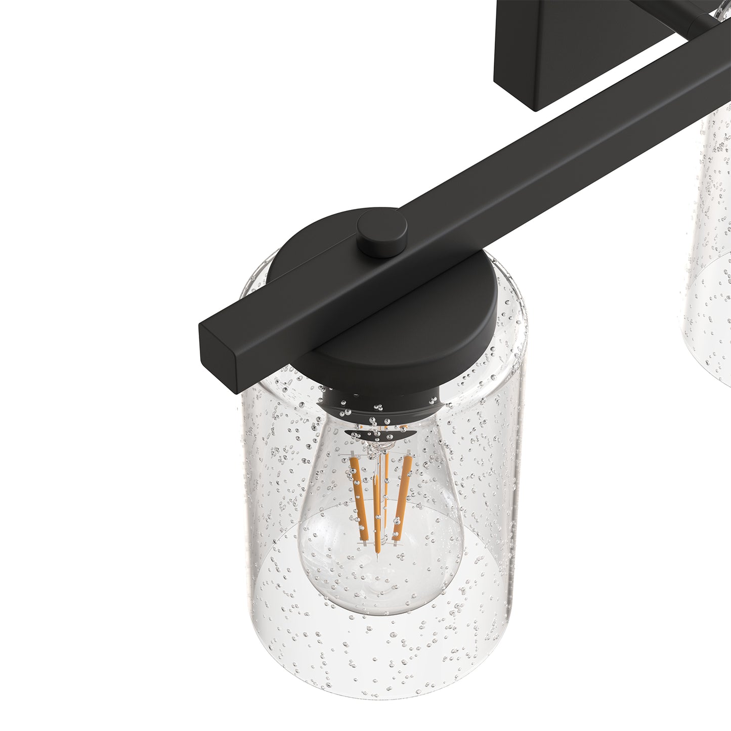 YANSUN 24 in. 3-Light Black Metal Vanity Wall Light with Curved Clear Glass Cylinder Shades