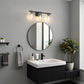 YANSUN 24 in. 3-Light Black Metal Vanity Wall Light with Curved Clear Glass Cylinder Shades