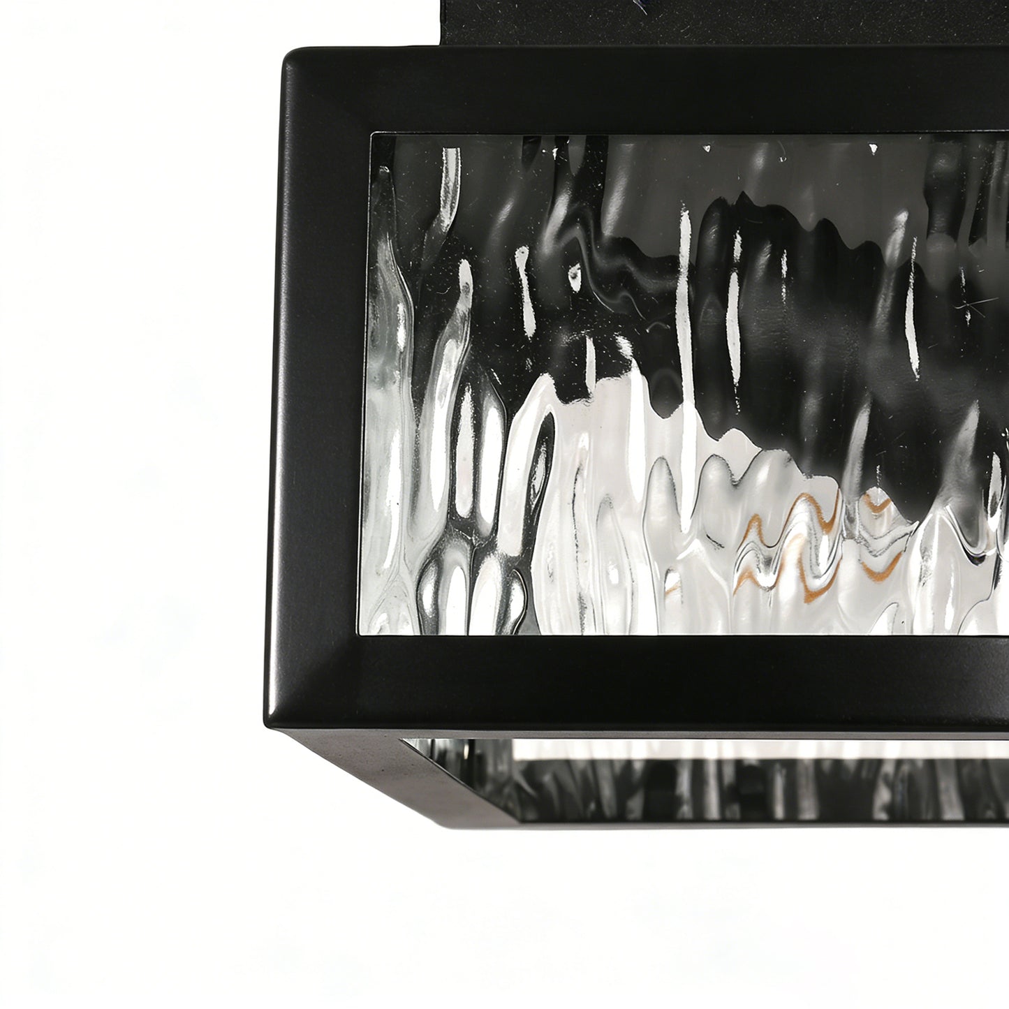 YANSUN 8.8 in. 2-Light Traditional Flush Mount Ceiling Light with Ripple Glass Shade and Sand Black Finish, No Bulbs Included