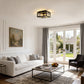 YANSUN 8.8 in. 2-Light Traditional Flush Mount Ceiling Light with Ripple Glass Shade and Sand Black Finish, No Bulbs Included