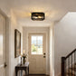 YANSUN 8.8 in. 2-Light Traditional Flush Mount Ceiling Light with Ripple Glass Shade and Sand Black Finish, No Bulbs Included