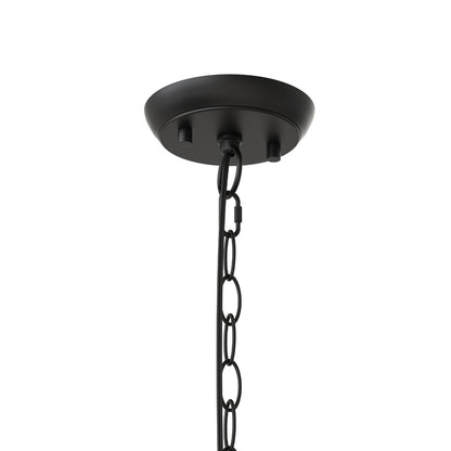 YANSUN Farmhouse 4 Light Matte Matte Black an Copper Inverted Frustum Chandelier with Metal Square Lampshade, No Bulb Included
