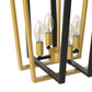 YANSUN Farmhouse 4 Light Matte Matte Black an Copper Inverted Frustum Chandelier with Metal Square Lampshade, No Bulb Included