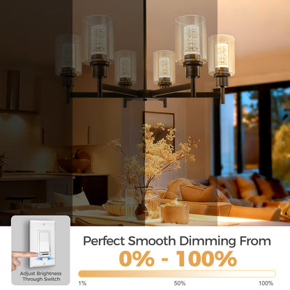 YANSUN 3-Pack LED Light Bulbs with Bubble Acrylic Columns, 5W 3000K Warm Light, E26 Ceramic Base, Dimmable, Modern Design