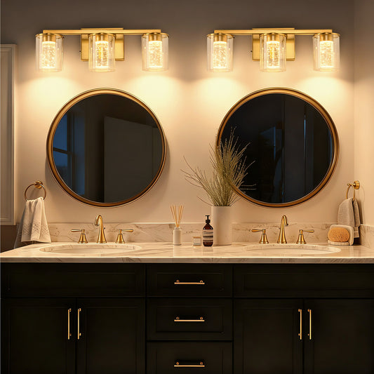 YANSUN 3-Pack LED Light Bulbs with Bubble Acrylic Columns, 5W 3000K Warm Light, E26 Ceramic Base, Dimmable, Modern Design