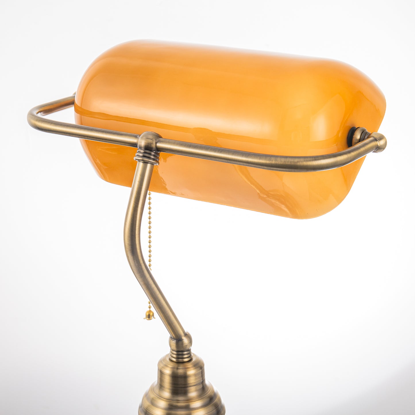 YANSUN Vintage Bankers Table Lamp, Classic Orange Desk Lamp with E26 Socket for Office, Bedroom, Living Room No Bulb Included