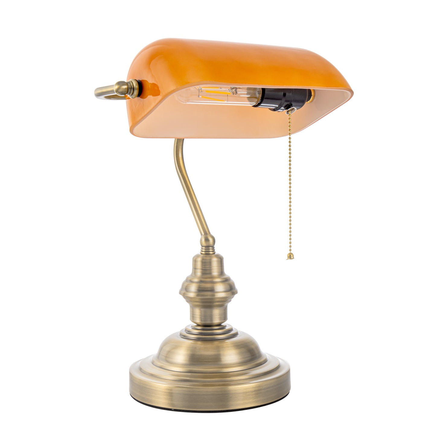 YANSUN Vintage Bankers Table Lamp, Classic Orange Desk Lamp with E26 Socket for Office, Bedroom, Living Room No Bulb Included