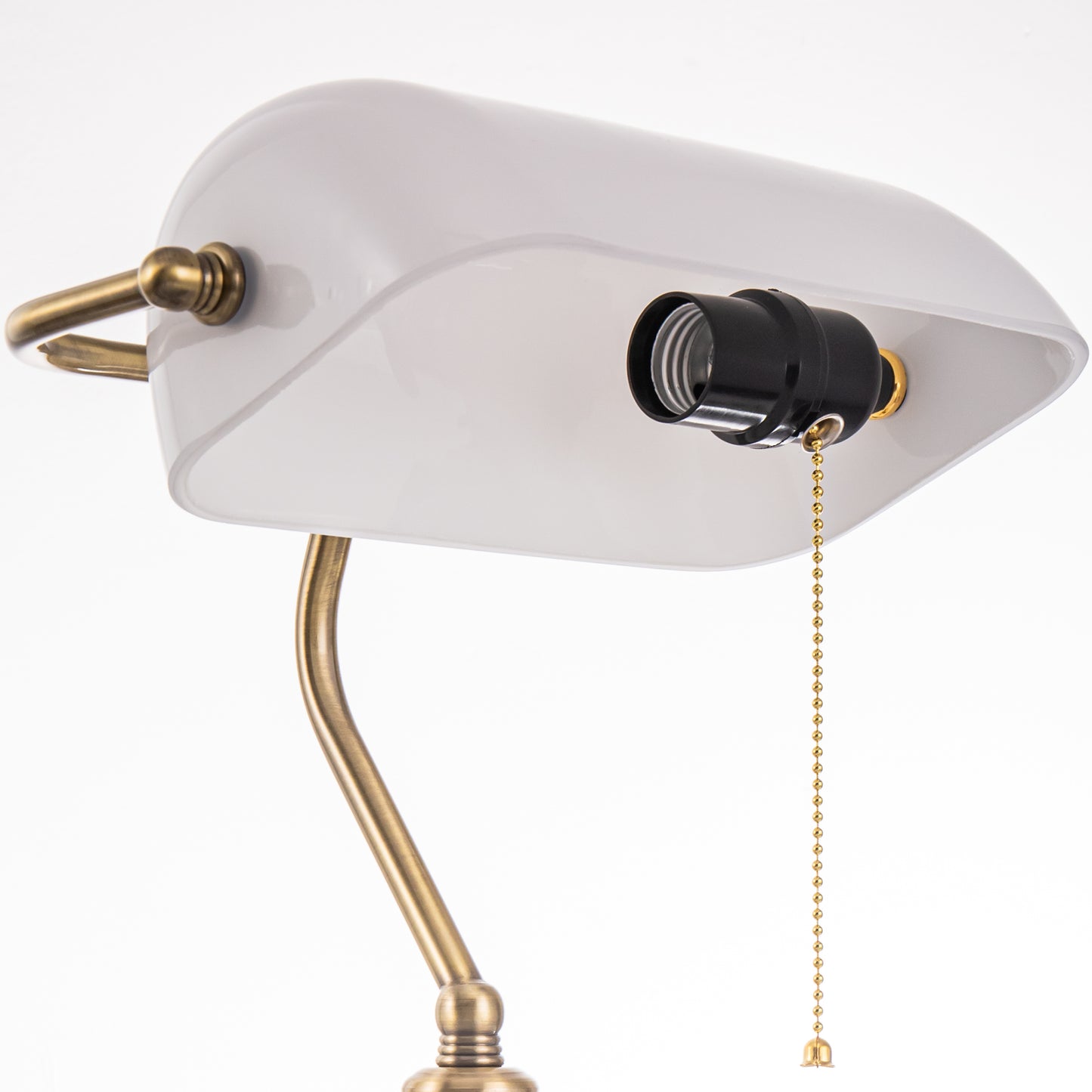 YANSUN 10.4 in. Modern White Table Lamp with E26 Base, Metal and Glass Desk Lamp for Bedroom, Living Room, and Dining