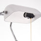 15 in. Silver Task and Reading Bankers Lamp with White Glass Shade and Pull Chain, 350?? Adjustable Desk Lamp for Bedroom