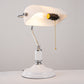 15 in. Silver Task and Reading Bankers Lamp with White Glass Shade and Pull Chain, 350?? Adjustable Desk Lamp for Bedroom
