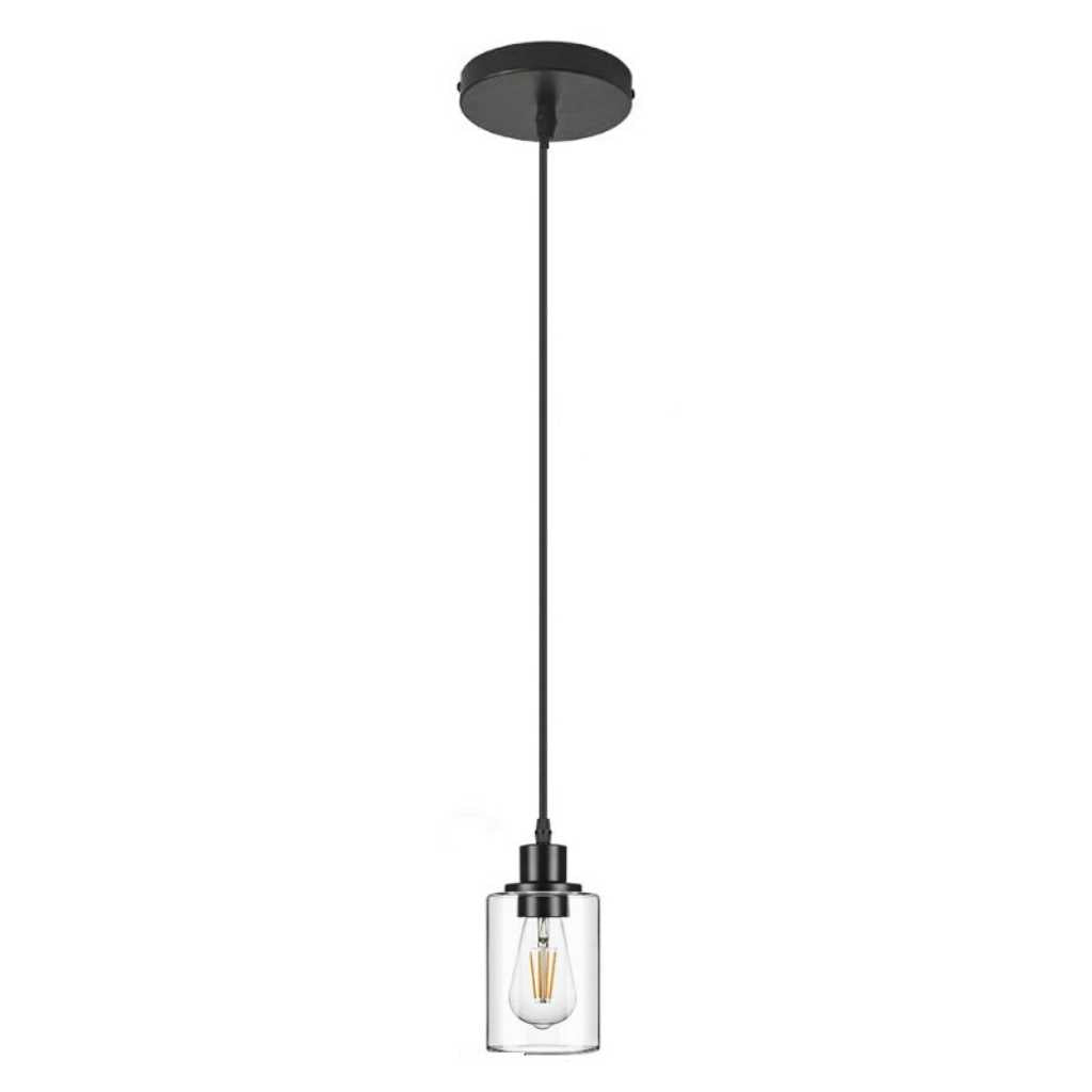 YANSUN Single-Head Pendant Light with Round Glass Shade, Non-Integrated Bulb, E26 Socket