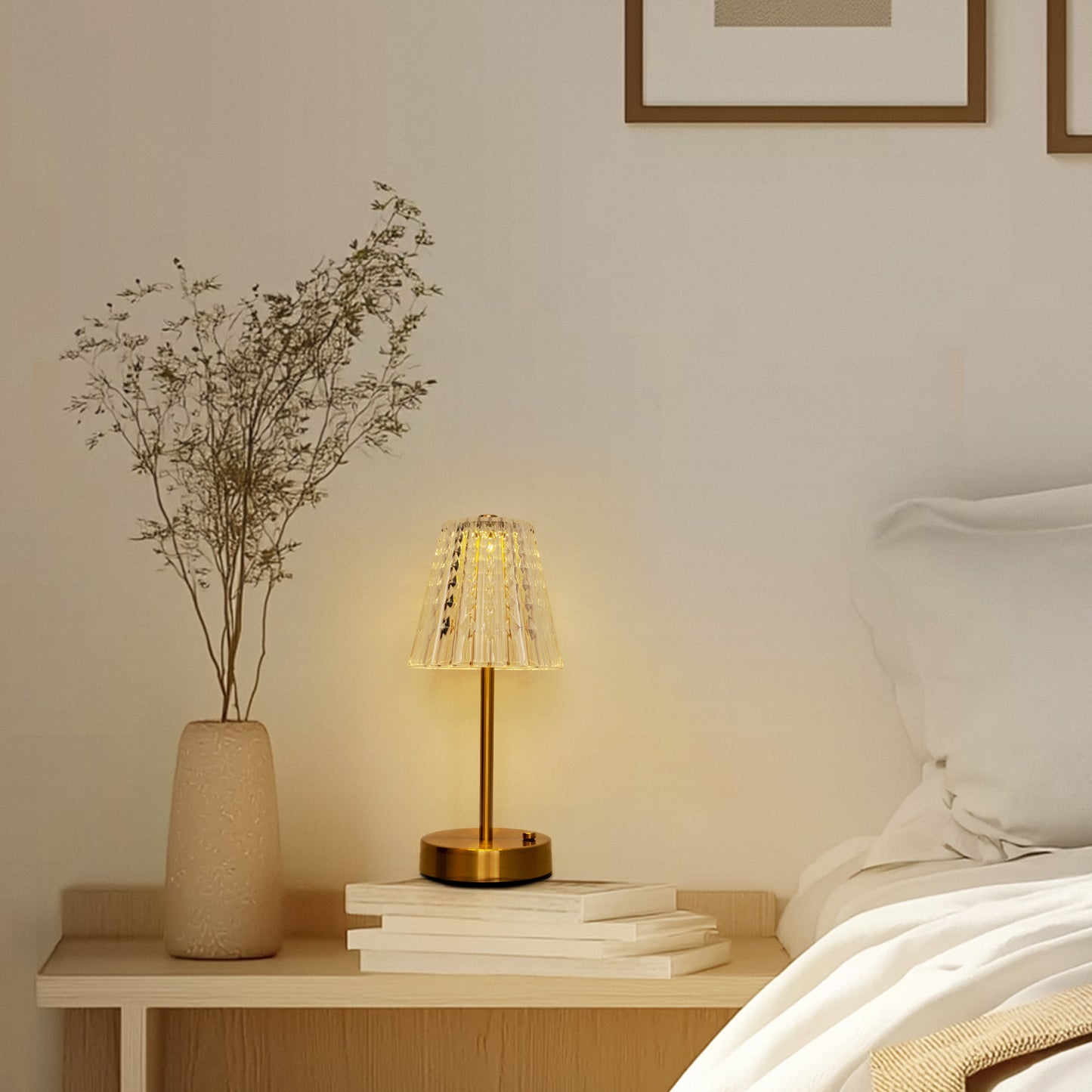 YANSUN 13 in. Modern I-Shaped Gold Metal Table Task and Reading Lamp with Integrated LED, Copper Finish, Ideal for Bedroom