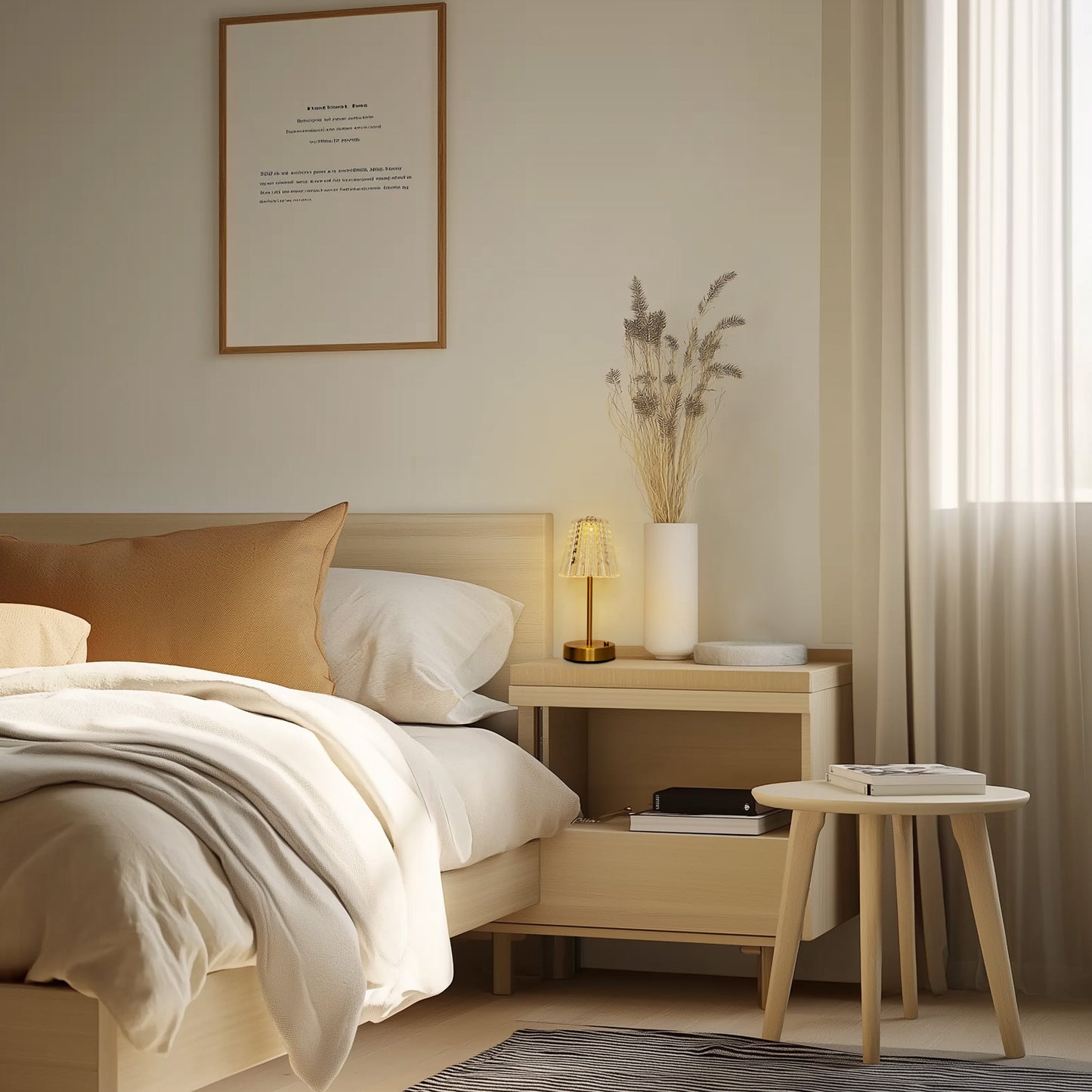 YANSUN 13 in. Modern I-Shaped Gold Metal Table Task and Reading Lamp with Integrated LED, Copper Finish, Ideal for Bedroom