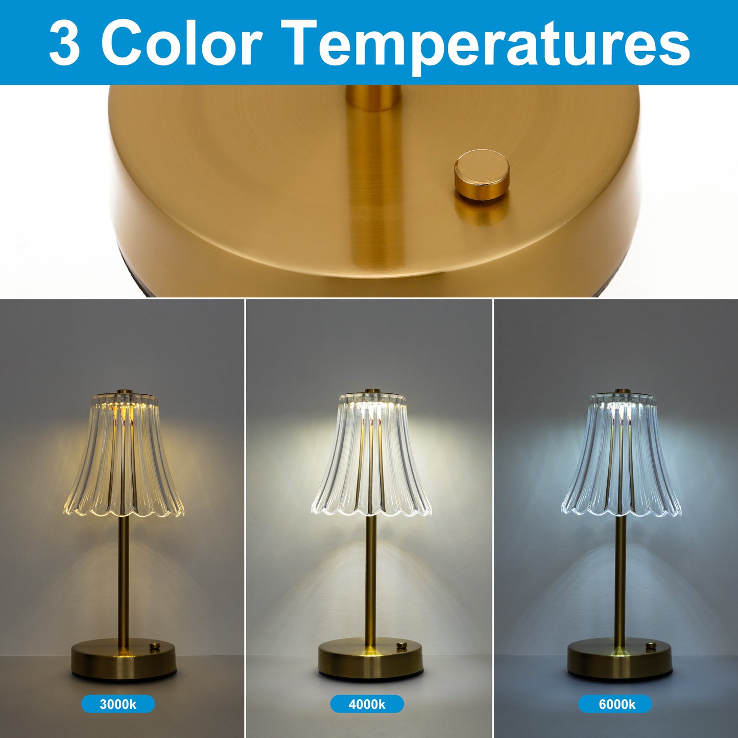 YANSUN 11 in. Modern I-Shaped Table Task and Reading Lamp with Integrated LED, Skirted Gold Copper Finish, Ideal for Bedroom