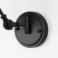 6 in. Set of 2 Black Gold Swing Arm Wall Sconces - Plug-in or Hardwired Adjustable Wall Lamps for Bedroom or Office