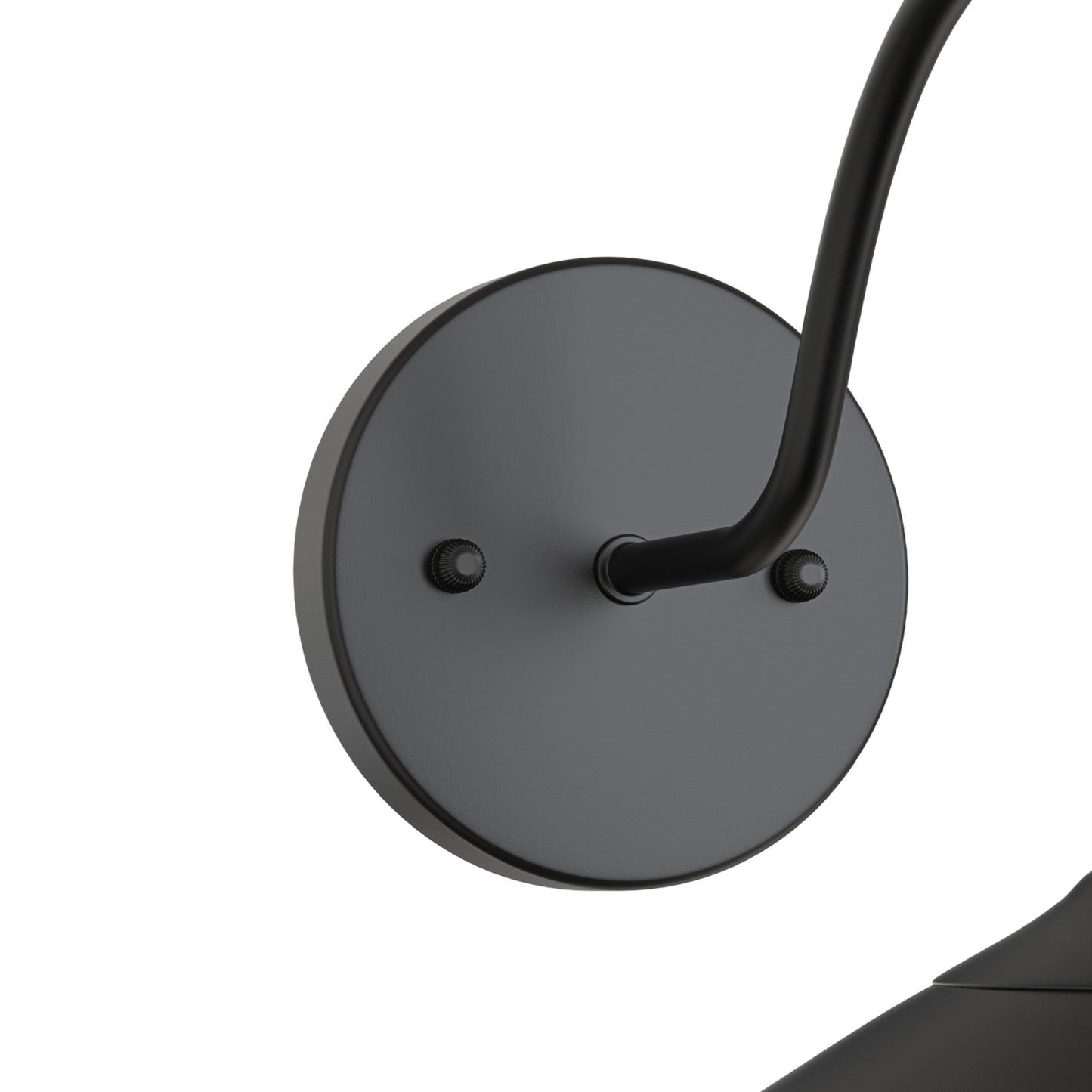 YANSUN Wall Sconce with Curved Arm & Round Backplate, Matte Black Finish, Minimalist Design, Traditional Single-Light