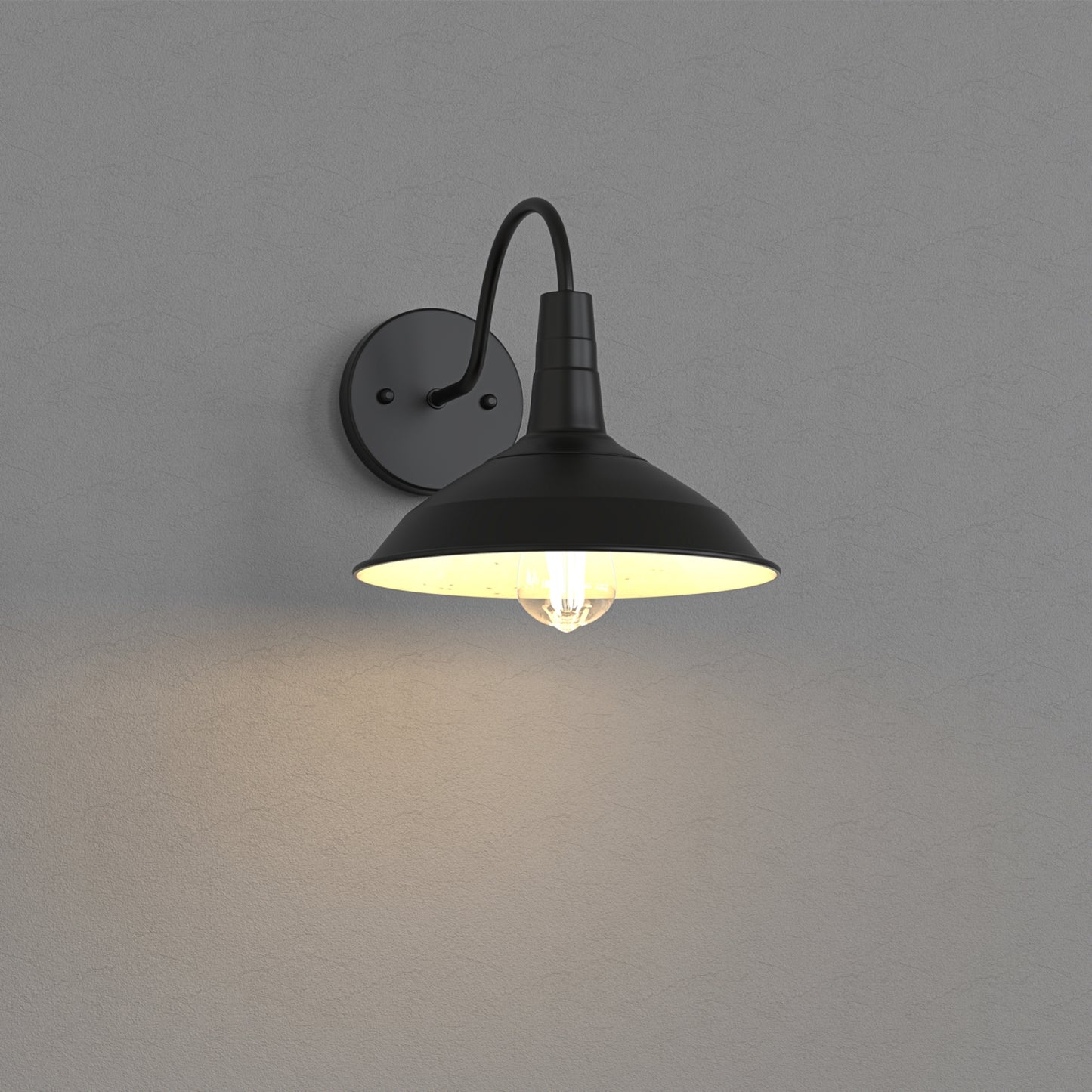 YANSUN Wall Sconce with Curved Arm & Round Backplate, Matte Black Finish, Minimalist Design, Traditional Single-Light