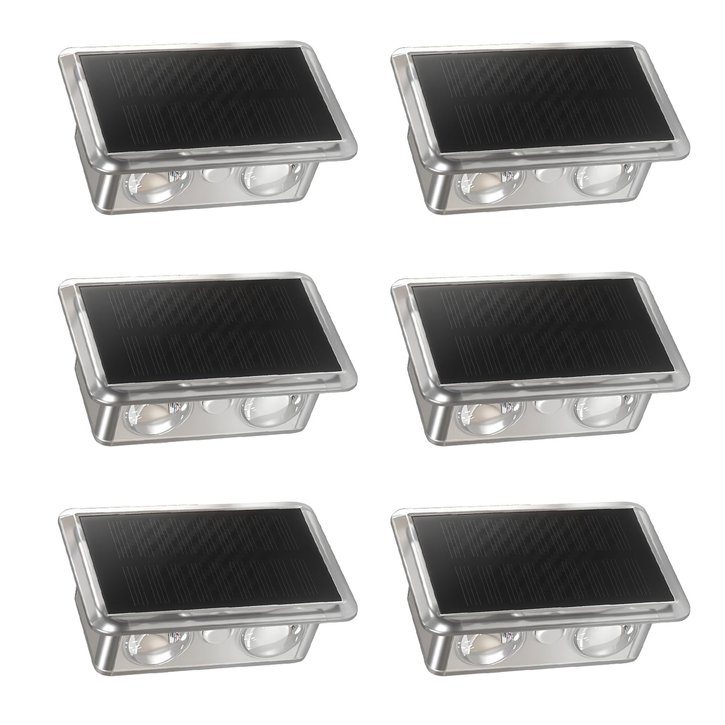 YANSUN 6-Pack Solar Fence Lights Outdoor, RGBW, Dusk to Dawn, 4 LEDs Up & Down, Waterproof Plastic, Black