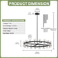 YANSUN 36 in. 36 Light Matte Black Wagon Wheel Chandelier with Crystal Shade and G4 LED Bulbs Included for Kitchen