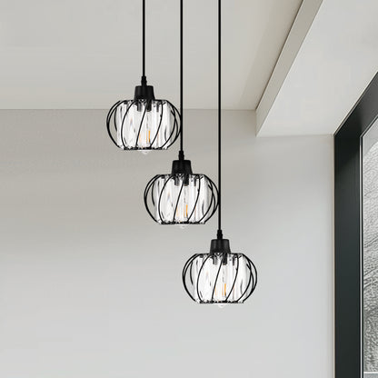 YANSUN 3-Light Black Island Pendant Light with Crystal Shades, Metal Frame, E26 Base, Modern Kitchen Lighting Fixture