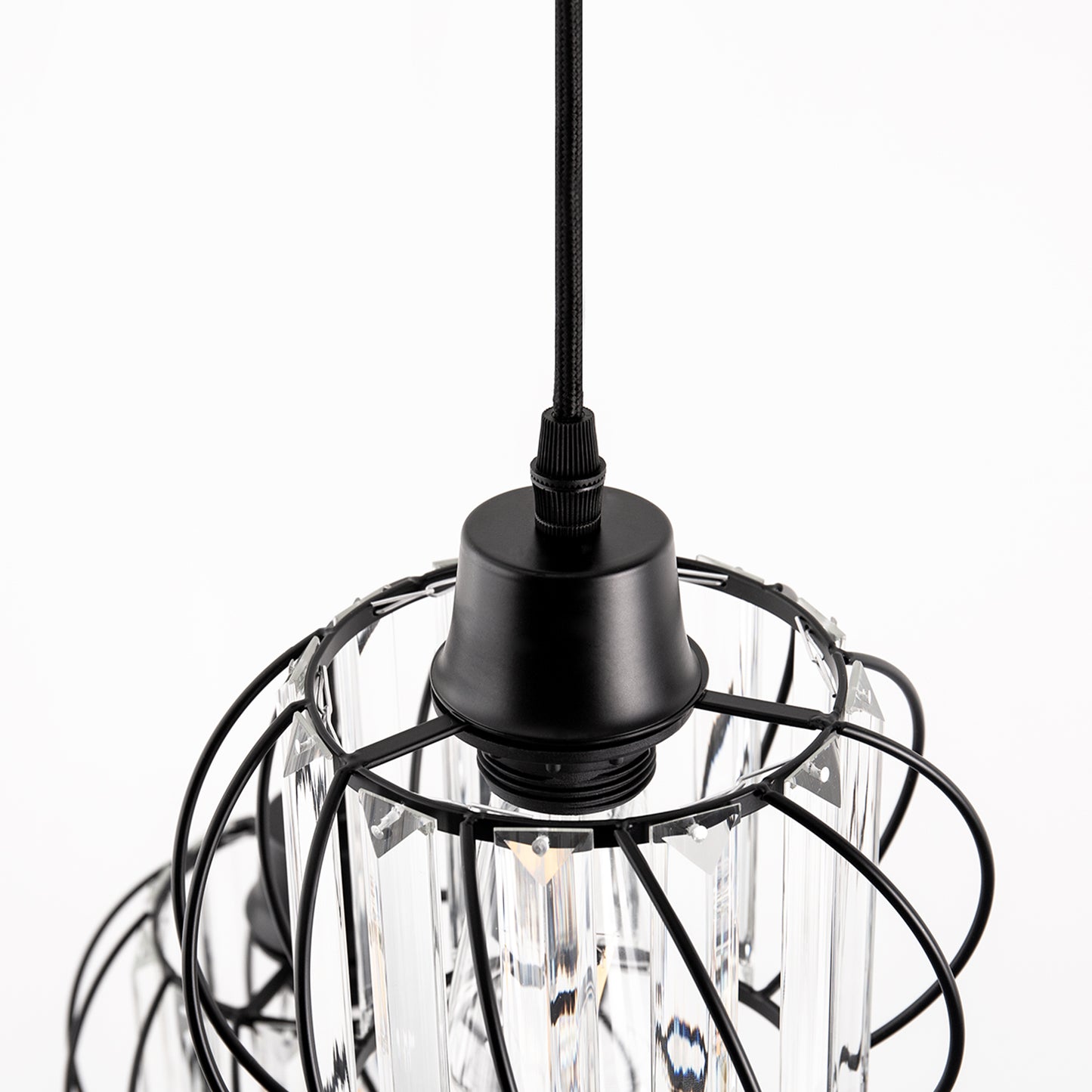 YANSUN 3-Light Black Island Pendant Light with Crystal Shades, Metal Frame, E26 Base, Modern Kitchen Lighting Fixture