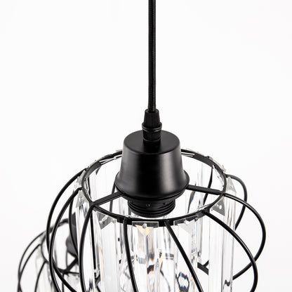 YANSUN 3-Light Black Island Pendant Light with Crystal Shades, Metal Frame, E26 Base, Modern Kitchen Lighting Fixture