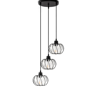 YANSUN 3-Light Black Island Pendant Light with Crystal Shades, Metal Frame, E26 Base, Modern Kitchen Lighting Fixture
