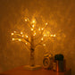 YANSUN 17.7in LED Birch Tree Light Warm White Tabletop Decorative Tree Lamp with Square Base for Bedroom Holiday Décor