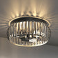 YANSUN 15-Inch Flush Mount Ceiling Light, Diagonal Crystal Bars, Matte Black Finish, Traditional Elegant Design