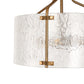 YANSUN 15.4 in. 3-Light Drum Antique Copper Semi-Flush Mount Ceiling Light with Clear Ripple Glass Shade, for Kitchen, Hallway