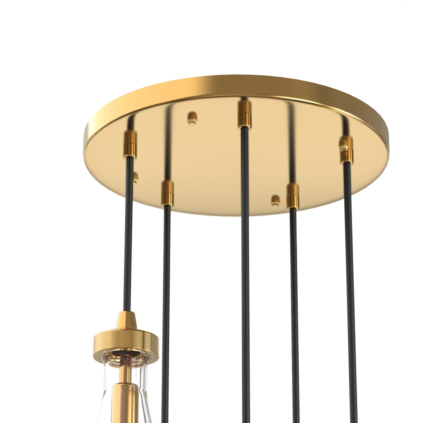 YANSUN 5-Light Teardrop Pendant Light with Copper Finish, Traditional Hanging Fixture with E12 Base