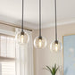 3 Light Island Pendant Light with Matte Black Finish & Clear Glass Globe for Dining Room and Kitchen, No Bulbs Included