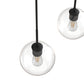 3 Light Island Pendant Light with Matte Black Finish & Clear Glass Globe for Dining Room and Kitchen, No Bulbs Included