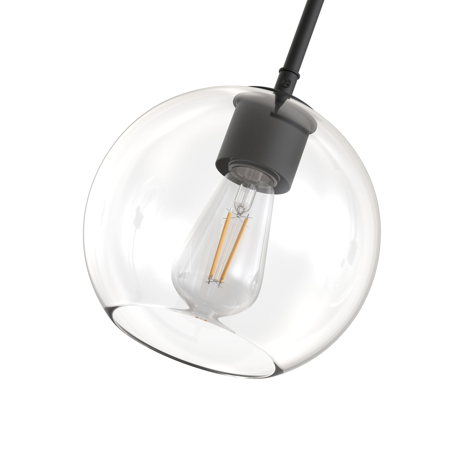 YANSUN 3-Light Island Pendant with Clear Glass Globes, Industrial Matte Black Finish for Kitchen & Dining (7.9"x5.1")