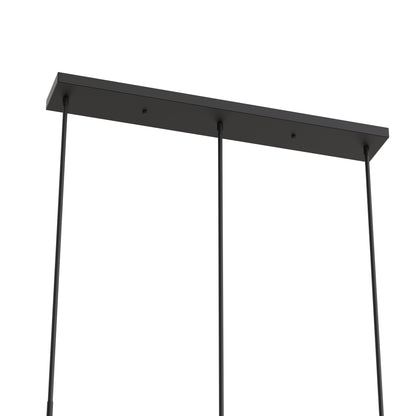 YANSUN 3-Light Island Pendant with Clear Glass Globes, Industrial Matte Black Finish for Kitchen & Dining (7.9"x5.1")