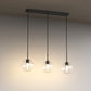 YANSUN 3-Light Island Pendant with Clear Glass Globes, Industrial Matte Black Finish for Kitchen & Dining (7.9"x5.1")
