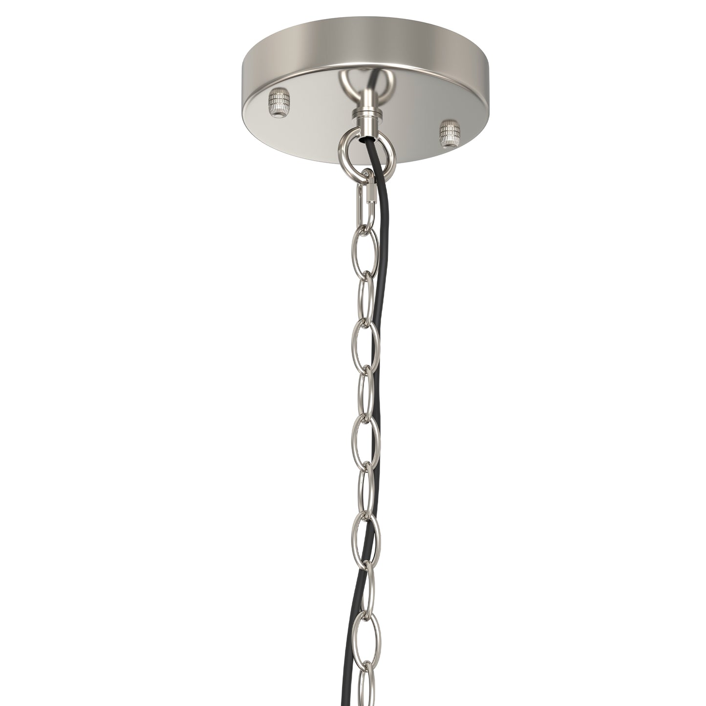 YANSUN 5-Light Hand-Blown Glass Chandelier, Brushed Nickel Finish, 18.9" Diameter, Adjustable Chain, 4.7" Ceiling Plate