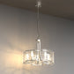 YANSUN 5-Light Hand-Blown Glass Chandelier, Brushed Nickel Finish, 18.9" Diameter, Adjustable Chain, 4.7" Ceiling Plate