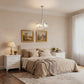 YANSUN 5-Light Hand-Blown Glass Chandelier, Brushed Nickel Finish, 18.9" Diameter, Adjustable Chain, 4.7" Ceiling Plate