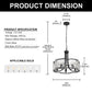 YANSUN 5-Light Hand-Blown Glass Chandelier, Matte Black Finish, 18.9" Diameter, Adjustable Chain, Traditional Candelabra Design
