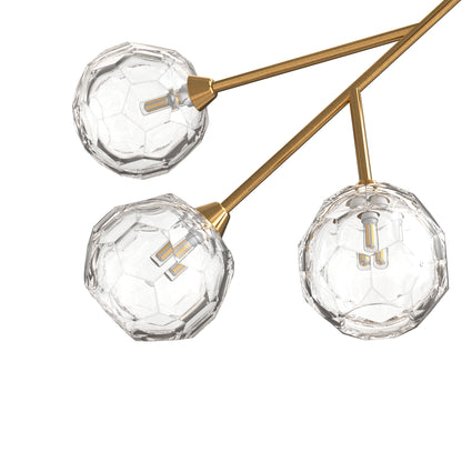 YANSUN 9-Light Chandelier with Clear Glass Shades, Brushed Copper Finish, Traditional Crystal Design, Adjustable Hanging Options