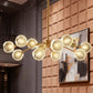 YANSUN 12-Light Chandelier with Clear Glass Shades, Brushed Copper Finish, Traditional Crystal Style, Adjustable Hanging Rods